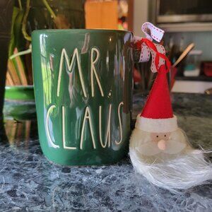 Rae Dunn MR. CLAUS Mug Green Ceramic 16oz Coffee Cup, Santa Ornament NEW